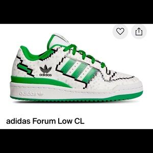 Adidas Forum Low CL MINECRAFT kids size 12 Sneaker White Green Stripe Gym Shoe